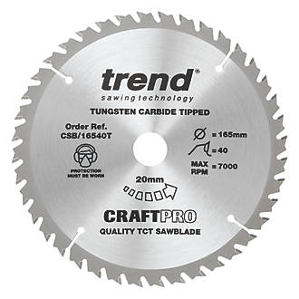 Image of Trend CraftPro CSB/16540T Wood Thin Kerf Circular Saw Blade 165mm x 20mm 40T 