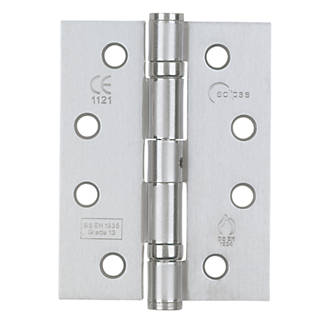 Image of Eclipse Satin Chrome Grade 13 Fire Rated Ball Bearing Hinges 102mm x 76mm 2 Pack 