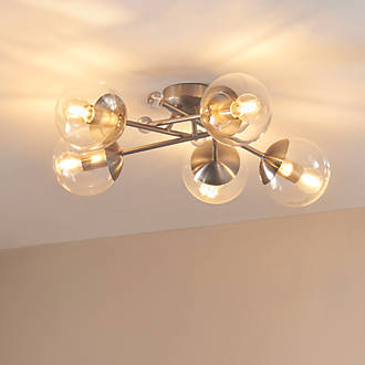 Image of Quay Design Turner LED 5-Lamp Ceiling Light Satin Nickel 20W 470lm 