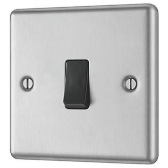 Image of LAP 10AX 1-Gang Intermediate Switch Brushed Stainless Steel with Black Inserts 