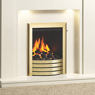 Image of Be Modern Design Brass Slide Control Inset Gas Manual Fire 510mm x 173mm x 605mm 