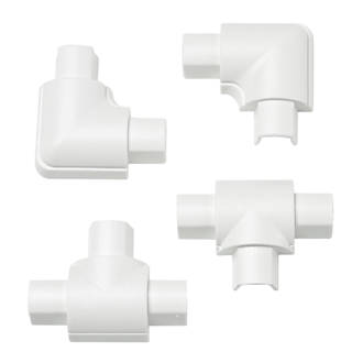 Image of D-Line Micro Trunking Equal Tee & Flat Bend Pack 16 x 8mm White 4Pcs 