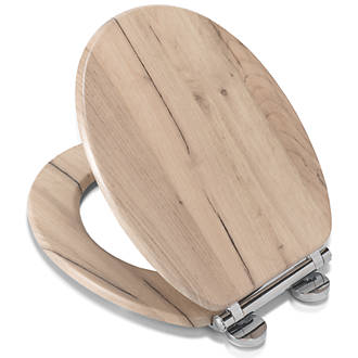 Image of Croydex Corella Soft-Close with Quick-Release Flex-Fix Toilet Seat Moulded Wood Grey Oak 
