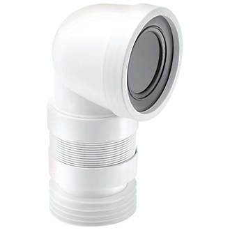 Image of McAlpine Flexible 90Â° Angled Back to Wall WC Connector White 152.5mm 