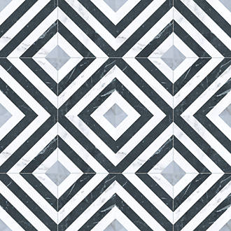 Image of Marquis Diamante White / Grey / Black Porcelain Tile 331.5mm x 331.5mm 12 Pack 