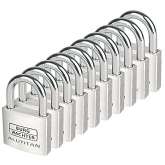 Image of Burg-Wachter Aluminium Keyed Alike Padlocks 50mm 10 Pack 