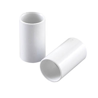 Image of Tower White Conduit Couplings 25mm White 2 Pack 