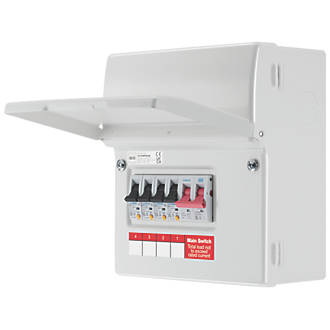 Image of British General Fortress 6-Module 4-Way Populated Main Switch Consumer Unit 
