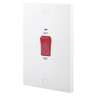 Image of British General 900 Series 45A 2-Gang DP Cooker Switch White with Neon 