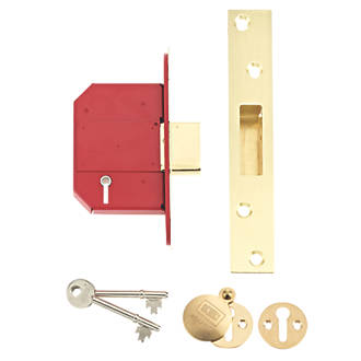 Image of Union Fire Rated Brass BS 5-Lever Mortice Deadlock 68mm Case - 45mm Backset 