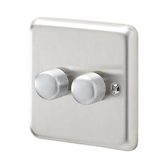 Image of MK Contoura 2-Gang 2-Way Dimmer Brushed Stainless Steel 