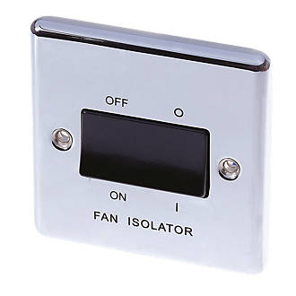 Image of LAP 10AX 1-Gang 3-Pole Fan Isolator Switch Polished Chrome with Black Inserts 