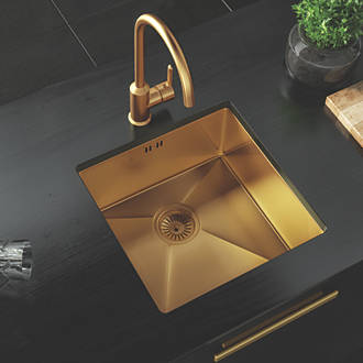 Image of ETAL Elite 1 Bowl Stainless Steel Kitchen Sink Gold 440mm x 440mm 