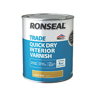 Image of Ronseal Trade Quick-Dry Interior Varnish Satin Light Oak 750ml 