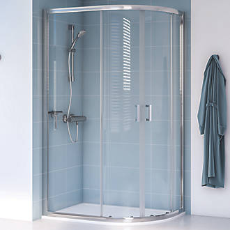 Image of Aqualux Edge 8 Offset Quadrant Shower Enclosure Reversible Left/Right Opening Polished Silver 1000 x 900 x 2000mm 
