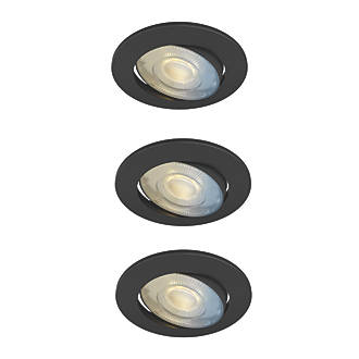 Image of Calex SMD 220-240V 2700-6500K Adjustable Tilting Head LED Smart Downlight With Variable White Light Black 4.9W 345lm 3 Pack 
