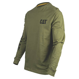 Image of CAT Trademark Banner Long Sleeve T-Shirt Chive XX Large 50-52" Chest 