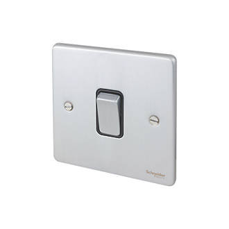 Image of Schneider Electric Ultimate Low Profile 16AX 1-Gang Intermediate Switch Brushed Chrome with Black Inserts 