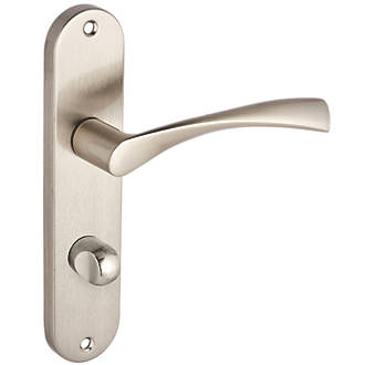 Image of Smith & Locke Bude Fire Rated WC Door Handles Pair Brushed Nickel 