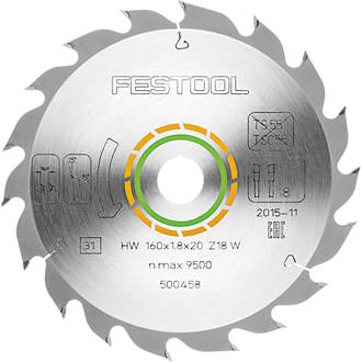 Image of Festool General Purpose TCT Circular Saw Blade 160 x 20mm 18T 