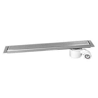 Image of McAlpine CD800-SQ Channel Drain With Grid Brushed Stainless Steel 810mm x 150mm 