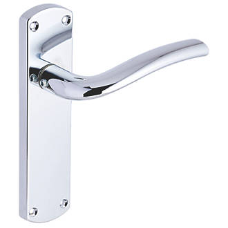 Image of Smith & Locke Corfe Fire Rated Latch Lever Door Handles Pair Polished Chrome 