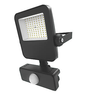 Image of 4lite Outdoor LED Floodlight with PIR Sensor Black 10W 1050lm 
