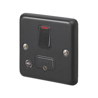 Image of MK Contoura 13A Switched Fused Spur & Flex Outlet with Neon Black with Colour-Matched Inserts 
