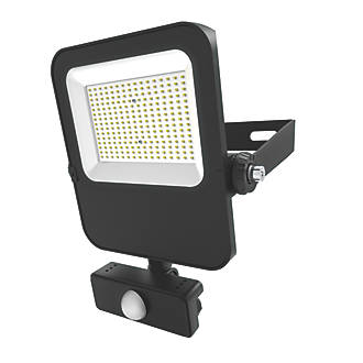 Image of 4lite Outdoor LED Floodlight with PIR Sensor Black 50W 5750lm 
