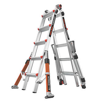 Image of Little Giant 5-Rung Conquest All-Terrain PRO 4-Section 5-Way Aerospace Grade Aluminium Multipurpose Ladder 5.7m 
