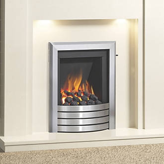 Image of Be Modern Design Brushed Steel Slide Control Inset Gas Manual Fire 510mm x 123mm x 605mm 