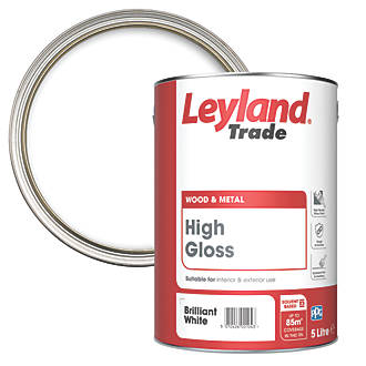 Image of Leyland Trade High Gloss Brilliant White Trim Paint 5Ltr 