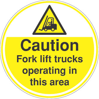 Image of "Caution Fork Lift Truck Operating in this Area" Sign 450mm x 450mm 