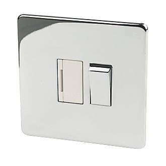 Image of Crabtree Platinum 13A Switched Fused Spur Polished Chrome with White Inserts 