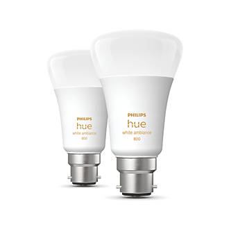Image of Philips Hue BC A60 LED Smart Light Bulb 8.5W 800lm 2 Pack 