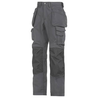 Image of Snickers Rip Stop Floorlayer Trousers Grey / Black 35" W 32" L 