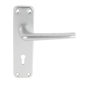 Image of Smith & Locke 2000 Series Fire Rated Lock Door Handle Set Pair Satin Aluminium 