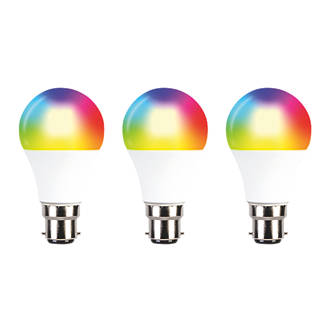 Image of TCP BC A60 RGB & White LED Smart Light Bulb 9W 806lm 3 Pack 