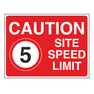 Image of "Caution Site Speed Limit 5" Sign 450mm x 600mm 