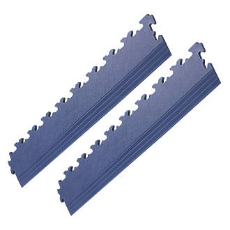 Image of Garage Floor Tile Company X Joint Interlocking Edge Ramp Blue 587mm x 90mm 2 Pack 