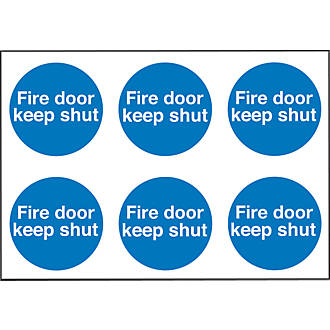 Image of Non Photoluminescent "Fire Door Keep Shut" Adhesive Labels 100mm x 100mm 30 Pack 