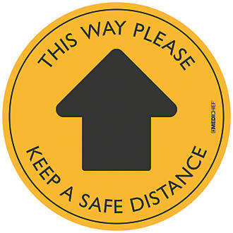 Image of Medichief "This Way Please" Floor Sticker Yellow 300mm x 300mm 5 Pack 