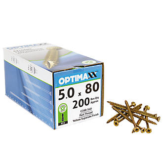 Image of Optimaxx PZ Countersunk Wood Screws 5mm x 80mm 200 Pack 