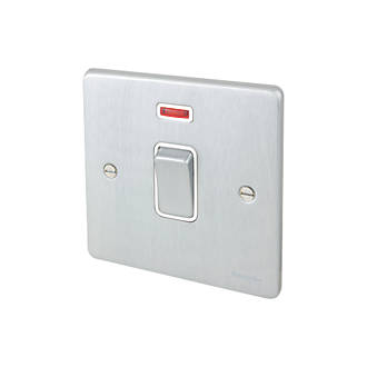 Image of Schneider Electric Ultimate Low Profile 20AX 1-Gang DP Control Switch Brushed Chrome with Neon with White Inserts 