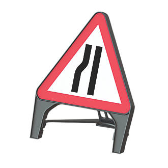 Image of Melba Swintex Q Sign Triangular "Road Narrows Left" Safety Sign 870mm x 1220mm 