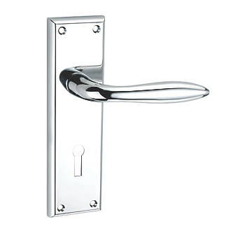 Image of Smith & Locke Blyth Fire Rated Lever Lock Door Handle Pair Polished Chrome 