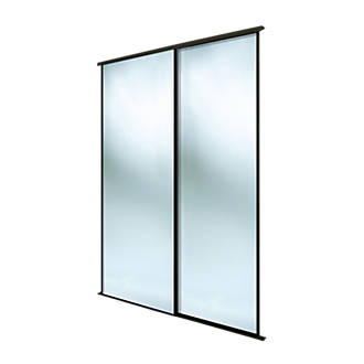Image of Spacepro Classic 2-Door Framed Sliding Wardrobe Doors Black Frame Mirror Panel 1793mm x 2260mm 