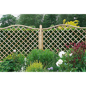 Image of Forest Hamburg Lattice Curved Top Garden Screens 6' x 6' 4 Pack 