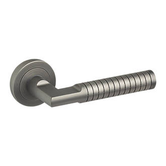 Image of Smith & Locke Studland Fire Rated Lever on Rose Door Handles Pair Pearl Grey 