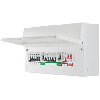 Image of British General Fortress 19-Module 10-Way Populated High Integrity Dual RCD Consumer Unit with SPD 